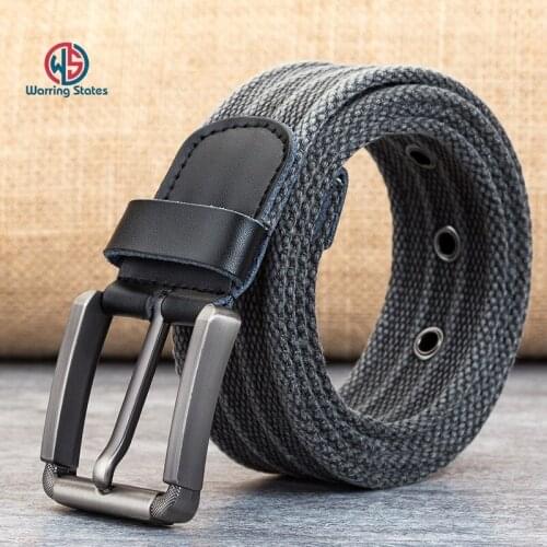 Mens Fashion Belt Striped Designer Canvas Belt Casual Belts for Men with Alloy Buckle Tactical Belt for Jeans 110cm-140cm