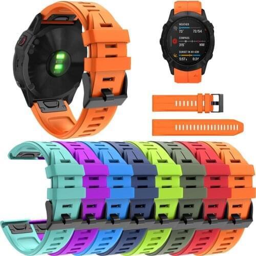 For Garmin Fenix 6X/Fenix 6X Pro Strap Silicone Bracelet Watchbands Quick Release Wristbands Solid Color Silica Gel