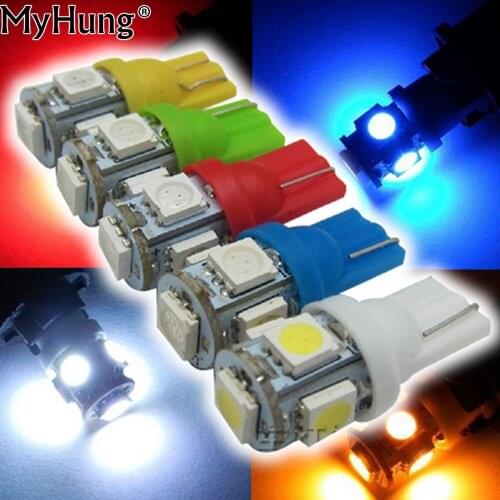 20pcs T10 LED W5W 5050 5SMD White Interior Lights LED Car Light Wedge Reading Lamp Bulbs Super Bright DC 12V