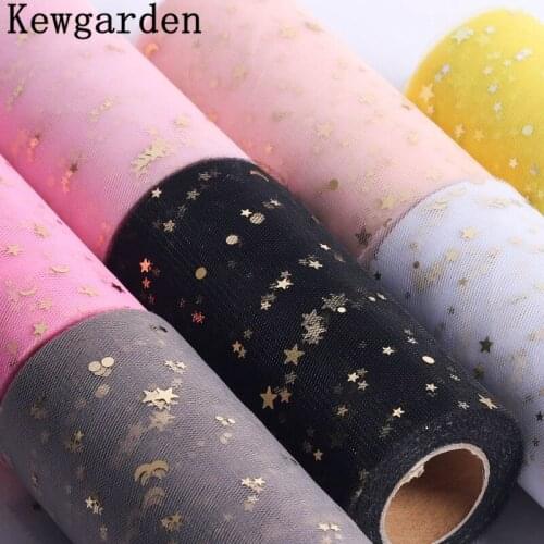 Kewgarden 6cm 13cm Sequin Star Tulle Voile Ribbon Handmade Tape DIY Baby Hairbow Corsage Accessories Wholesale 25 Yards