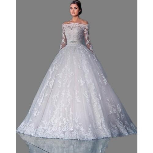 Vintage Lace Wedding Dresses 2016 Long Sleeve Ball Gowns Russian Designer Princess Vestido De Boiva Robe De Mariee Bridal Gowns