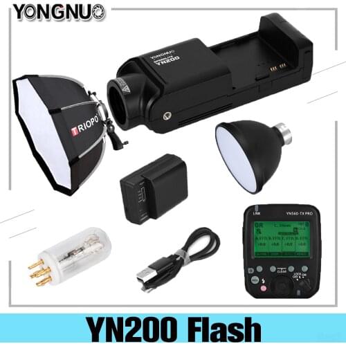 YONGNUO YN200 TTL HSS 2.4G 200W Lithium Battery with USB Type C ,Compatible YN560-TX (II)/YN560-TX Pro/YN862 for Canon Nikon