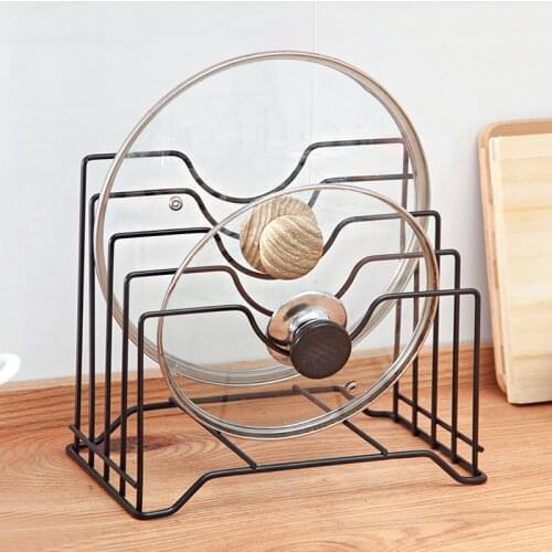 Iron Kitchen Shelf Pan Rack Cutting Board Holder Storage Pot Lid Organizer Stands Tapas Cover Stand Stainless Steel Dish Rack