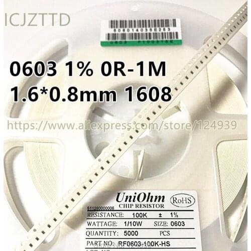 100PCS 0603 1% 1608 1.6*0.8mm 1/10W 1.2K 1K2 1.3K 1K3 1.5K 1K5 1.6K 1K6 1.8K 1K8 2K 2K0 2.2K 2K2 2.4K 2K4 2.7K 2K7 3K 3K0
