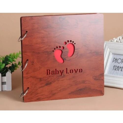 16 inch Wedding Big Vintage Wooden diy Self Adhensive Black Cards Photo Scrapbook Baby Paper Books Albums Album for Photos