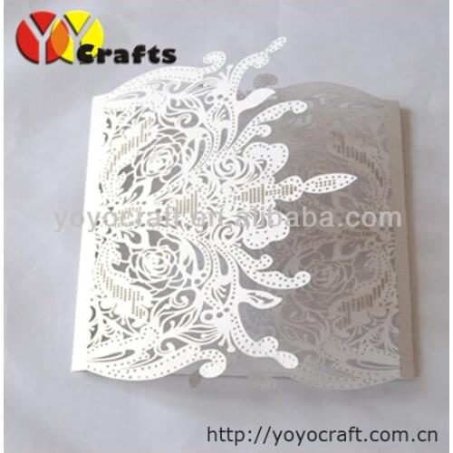 2017 Hot wedding favors decorative party supply laser cut folding White Lace wedding invitation cards