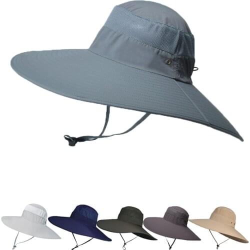 2021 Trendy Wide Brim Mens Fisherman Hat Solid Waterproof Sun Caps Mountaineering Cap Fishing Cap Panama Hats Unisex