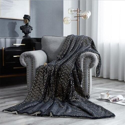 Lamb wool PV velvet bronzing star double blanket warm soft sparkling Lunch break blanket travel sofa throw blanket bed cover