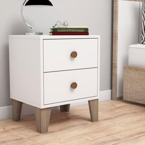 Bimossa Aztek 2 Drawers Nightstand White Modern Bedroom