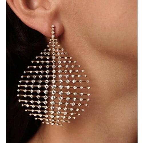 Big Earrings Water Drop Beastars Crystal Gold Hoop for Women Vintage Korean Fashion Wholesale Stainless Steel Piercing Hyperbole