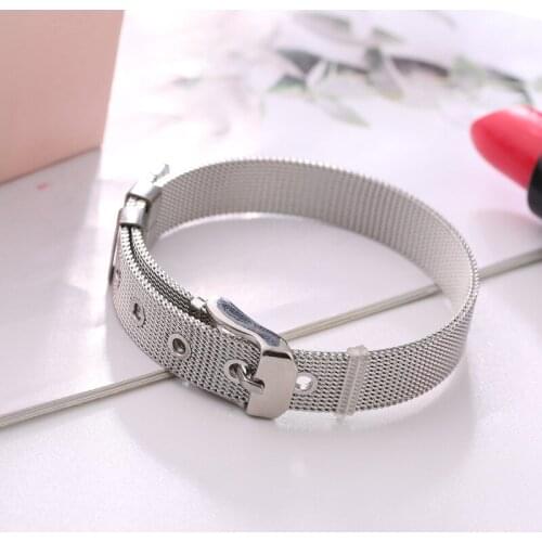 Titanium Steel Silver Plated Lucky Bracelet Cuff Charm Woven Bracelet Chain Link Belt Bracelet Womens Girl Jewelry Gift