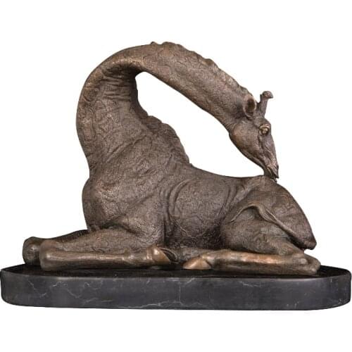 DW-042 Wild Animal Giraffe Artwork Bronze Casting Giraffe Statue Sculpture Art Ornament Animal Gifaffe Figurines For Desk Decora