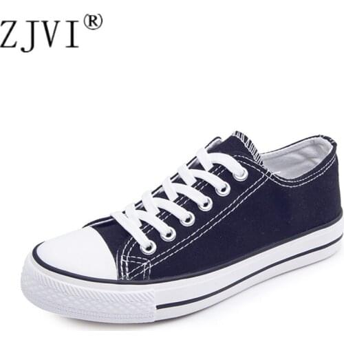 ZJVI Women Lace Up Canvas Shoes 2021 Spring Autumn Casual Black Fashion Flats Ladies Woman White Flat Student Shoes Sneakers