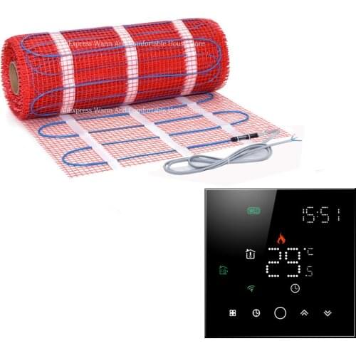 15M2 150w/m2 Floor Heating Mat System Kit For Marble Tile Cement Terrazzo House Home Livingroom Wariming Wifi Thermostat Senser