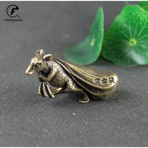 Copper Chinese Zodiac Animal Rat Figurines Home Decor Accessories Brass Mouse Statue Desktop Decorations Gifts for China Friends