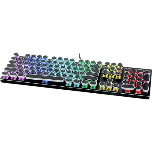 Metal Punk Machine Keyboard 104 Key Game Machine Keyboard Cap Backlit Mechanical Keyboard Round Double-shot ABS Key Cap 104 Keys