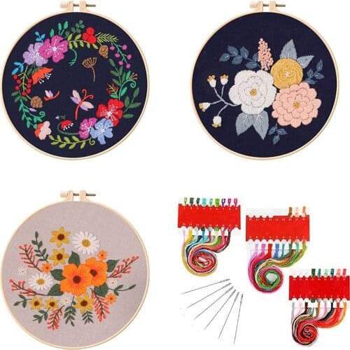 Embroidery Set for Beginners, Modern Floral Embroidery Kit, Embroidery Hoop Embroidery Materials, Hand Embroidery Kit for Adults