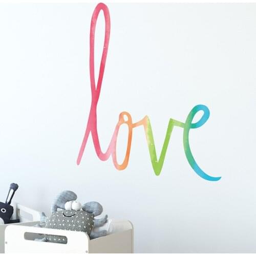 Simple style Multicolor "Love" Wall Stickers for Bedroom Kids room Living rooms Removable PVC Vinyl Wall Decals for Home Decor