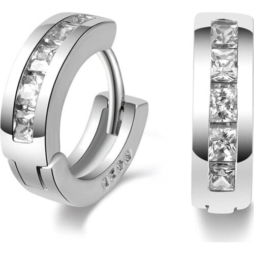 New Simple Design Fashion Square Zircon Stud Earrings Square Korean Style Female Earrings Jewelry Gift Delicate