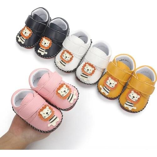 Newborn Infant First Walkers Shoes PU Leather Shoes Toddler Baby Girls Cartoon Anti-slip Shoes Soft Sole Non-slip Shoes