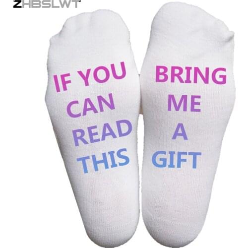 Single Side Printing IF YOU CAN READ THIS 3D Printing Socks Womens Socks Funny White Low Cut Ankle Sock Hot Sale