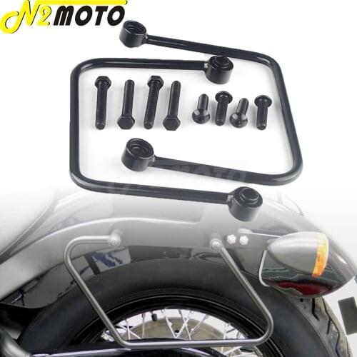 Motorcycle Gloss Black Steel Saddlebag Support Mount Brackets For Harley Softail Slim FLSL Street Bob FXBB 2018-2021 # 90201777