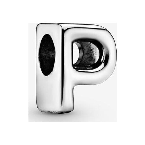 Genuine 925 Sterling Silver Letter P Alphabet Beads Fit Original Charms Bracelets Bangles Women Girl Jewelry Gift bijoux femme