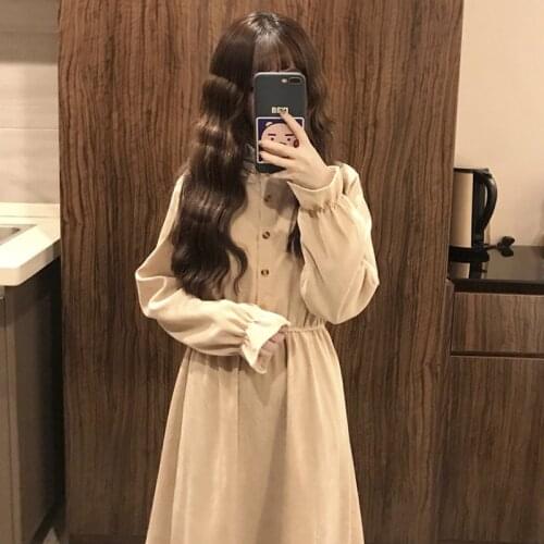 Autumn 2020 New Dress for Women Autumn and Winter Long Korean Style Winter Temperament Dress sweet lolita dress victorian dress