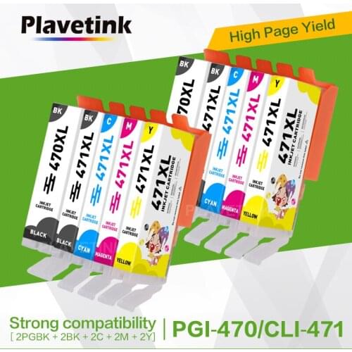 Plavetink 10 PCS PGI470 CLI471XL Printer Ink Cartridge Compatiable For Canon PGI 470 CLI 471 XL For Canon PGI-470 CLI-471 XL