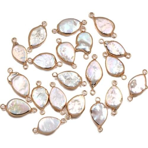 Natural Freshwater Pearl Pendant irregular Double hole connector Pendants for Jewelry Making DIY Bracelet Necklaces Accessories