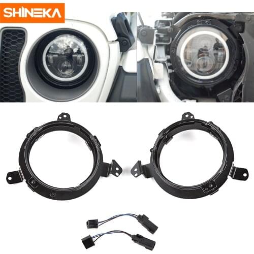 SHINEKA Car LED Headlight Mounting Rings Brackets Extension Adapter Accessories For Jeep Wrangler JL 2018 2019 2020
