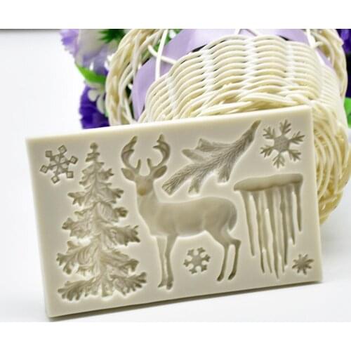 Christmas Tree Reindeer Silicone Mold Fondant Cake Sugarcraft Decorating Tool