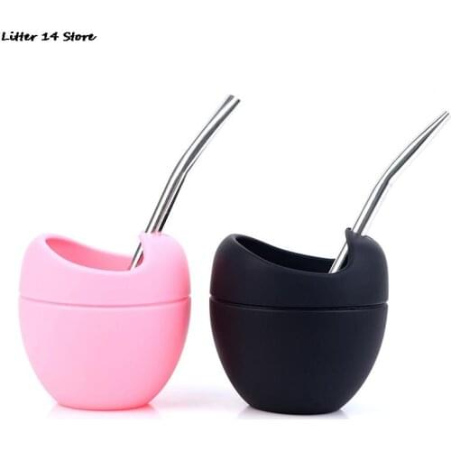 5oz Siliconen Yerba Mate Cup Kalebas Met Bombilla Stro Bpa Gratis 5oz Silicone Bombillas Yerba Mate Cup Set