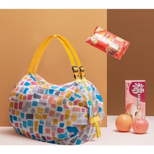 Foldable Shopping Bag Travel One-shoulder Portable Thickened Large Grocery Shopping Bag Supermarket Eco-friendly Shopping Bag