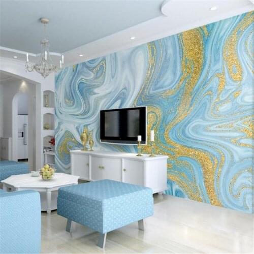 Modern photo wallpaper 3 d luxury golden wall mural for Walls Elegant Living Room Decor Bedroom Blue White textured wallpaper