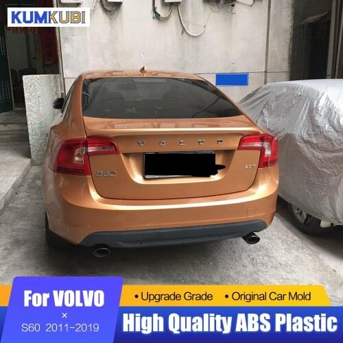 KUMIKUBI For Volvo S60 S60L Black Spoiler 2011-2019 ABS Material Car Rear Wing Primer Color Rear Spoiler For Volvo S60 Spoiler
