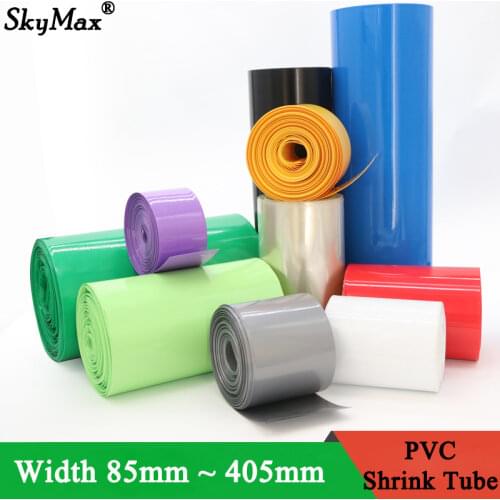 18650 Lipo Battery PVC Heat Shrink Tube Pack 85mm ~ 405mm Width Insulated Film Wrap lithium Case Cable Sleeve Blue Multicolor