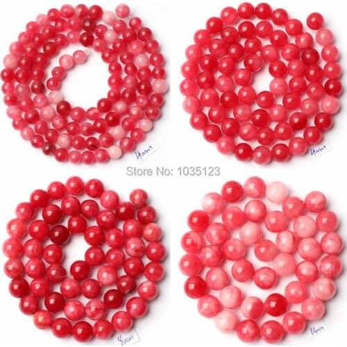 High Quality 4-12mm Pretty Round Shape Mixed Color Jades Jades Gem Loose Beads Strand 15" DIY Creative Jewellery Making wj223