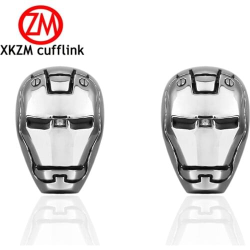High Quality French Style Silvery iron man Cufflinks For Mens Shirt Brand suit Cuff Buttons Top sale Cuff Links Jewelry