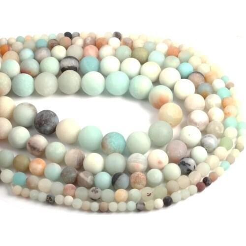 Natural Stone Matte Amazonite Round Beads For Jewelry Making 4 6 8 10 12mm Perles Gem Loose Beads DIY Bracelet Necklace 15