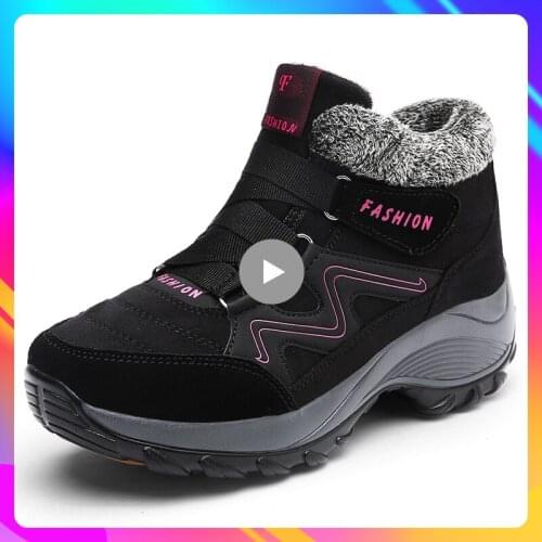 New 2019 winter boots women snow boots warm push cow suede ankle boots for women high quality rubber platform boots female 6139