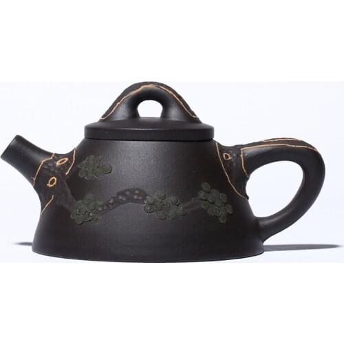 Famous Handmade Yixing Purple Sand Pot Collection Black Gold Sand Bawang Stone Scoop Kung Fu Tea Set Household Teapot