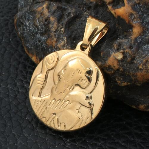Gold Color Round Pendant Charms Fashion Stainless Steel Jewelry Pendant For Gift PFFZADAF