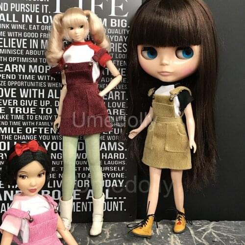 1pcs Daily Outfit Strap Skirt Corduroy Dress for Blyth, Momoko, Obistu, Azone, Licca Doll Clothes 1/6 Dolls Accessories