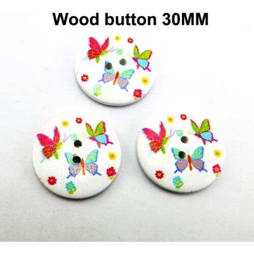 10PCS Wood Coat Color Butterfly Buttons 30MM Fits Brand Boots Sewing Clothes Shirt Button Decorative Accessory MCB-1024