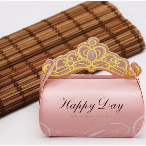 10pcs/set European Style Creative Crown Favors Pink Gift Box Candy Boxes Baby Shower Wedding Party Supplies