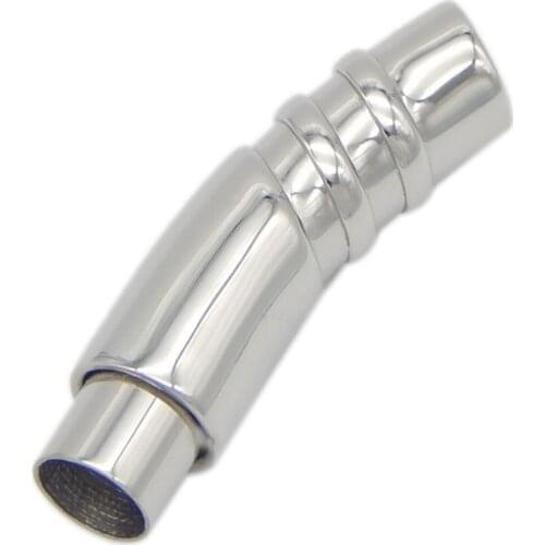 20pcs/lot hole: 6/8mm Stainless steel curve tube End Caps End Clasps Leather Cord Bracelet DIY Jewelry Making Material closures