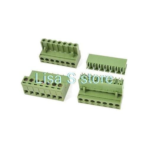 3Pcs 300V 10A 7P PCB Screw Terminal Block Connector 5.08mm Pitch Army Green