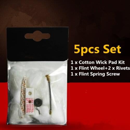 5pcs/Set Wired Wicks Cotton Pad Flint Wheel Screw Spring Base Plate Universal Replacement For Zip Zorro Kerosene Petrol Lighter