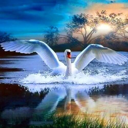 Diamond Painting Swan 5d Diy Mosaic Full Square Round Drill Diamant Of Rhinestone Daimond Embroidery Pictures Sale